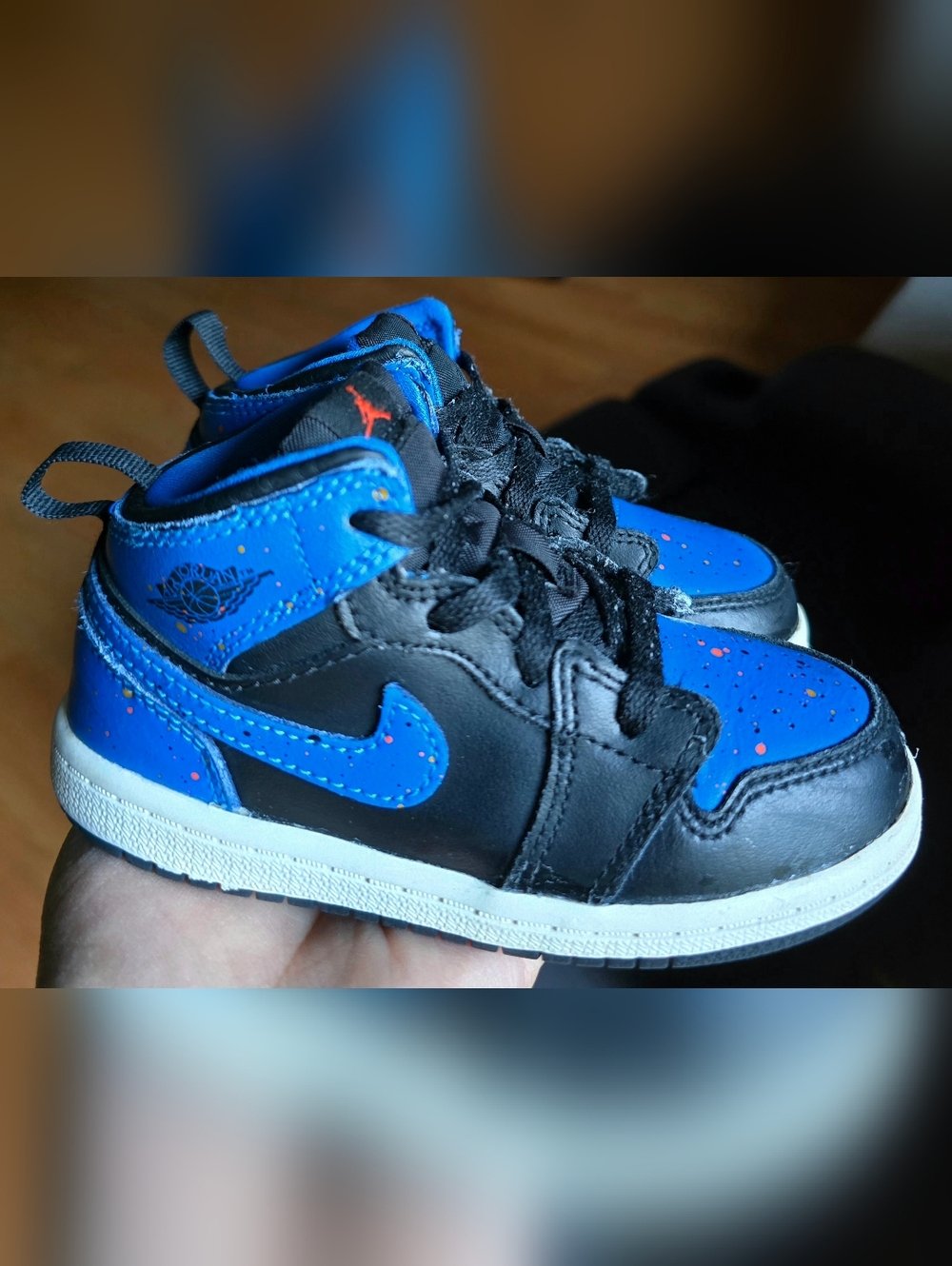 Sz 8C Toddler Kids AIR JORDAN 1 MID BT ROYAL SPLATTER